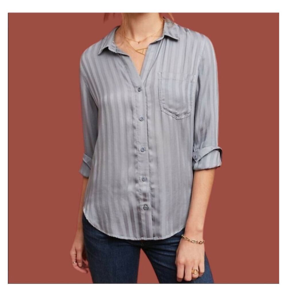 Anthropologie Cloth & Stone Tencel Lyocell Stripe Shirt Size XS